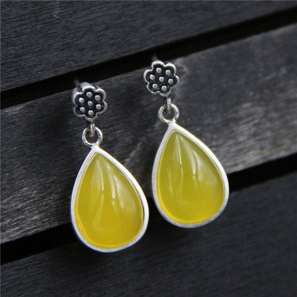 925 sterling silver yellow chalcedony vintage ethnic drop earring for women fine jewelry, Golden;silver
925 sterling silver yellow chalcedony vintage ethnic drop earring for women fine jewelry, Golden;silver