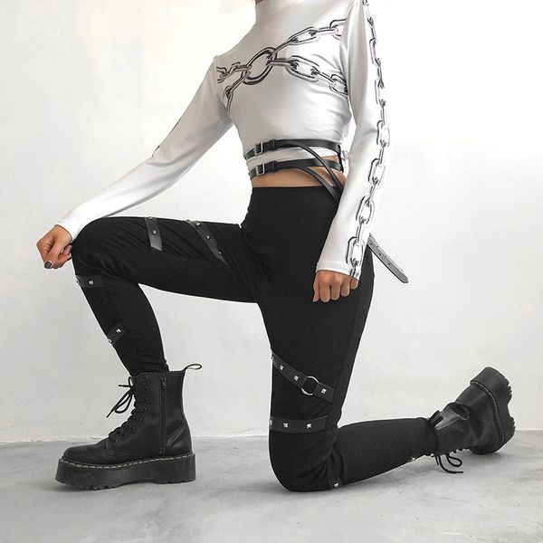 push up black gothic leggings women ribbon with rivet patchwork leggins mujer streetwear high waist punk legging casual pants, Black;white
push up black gothic leggings women ribbon with rivet patchwork leggins mujer streetwear high waist punk legging casual pants, Black;white