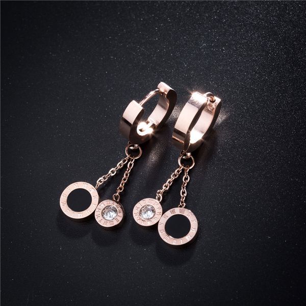 roman characters round titanium steel ear buckle temperament popular earrings women's rose gold small accessories, White
roman characters round titanium steel ear buckle temperament popular earrings women's rose gold small accessories, White