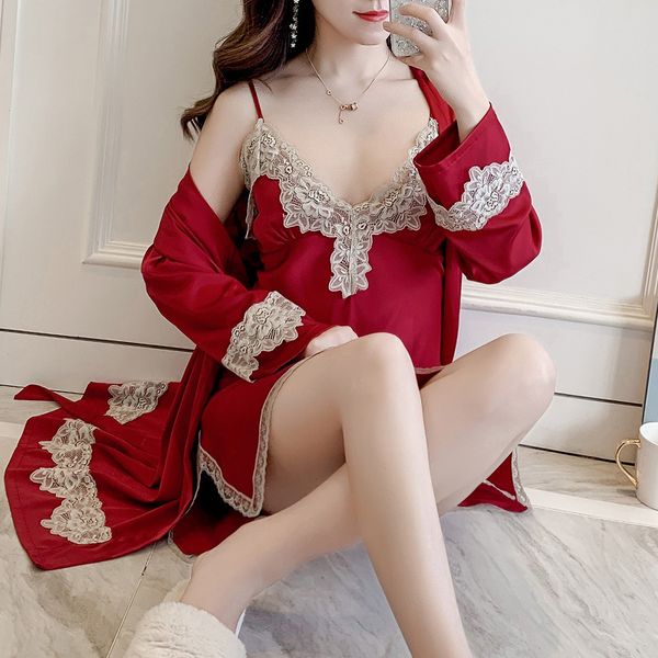 silk pajamas dress 2 piece sleepwear satin sleep set long sleeve nightgown night gown with robe womens clothing home clothes, Black;red
silk pajamas dress 2 piece sleepwear satin sleep set long sleeve nightgown night gown with robe womens clothing home clothes, Black;red