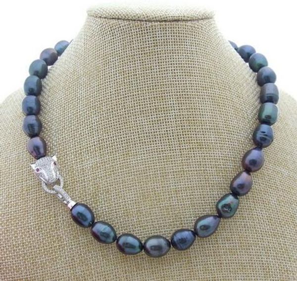 12-13mm baroque green peacock pearl necklace 18 "925 sterling silver
