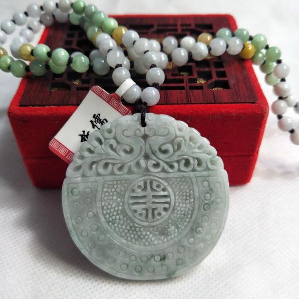 zhe ru jewelry pure natural jadeite light green cutout double dragon pendant tricolor jade bead necklace give class a certificat, Silver
zhe ru jewelry pure natural jadeite light green cutout double dragon pendant tricolor jade bead necklace give class a certificat, Silver