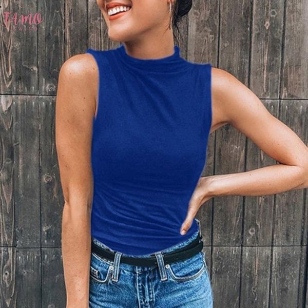women sleeveless t shirt solid slim fit turtleneck tee shirts ladies tshirt womens shirts mujer de moda 2019 c4, White
women sleeveless t shirt solid slim fit turtleneck tee shirts ladies tshirt womens shirts mujer de moda 2019 c4, White