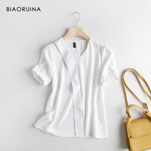 women's blouses & shirts biaoruina solid color chiffon v-neck elegant shirt short sleeve office lady all-match chic blouse ladies summe, White
women's blouses & shirts biaoruina solid color chiffon v-neck elegant shirt short sleeve office lady all-match chic blouse ladies summe, White