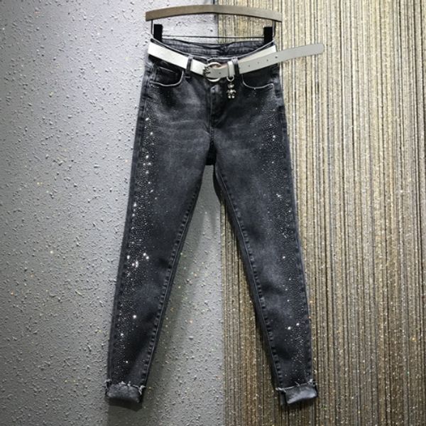 high-waist stretch curling denim pants women's 2020 spring new drilling pencil pants denim ladies grey black jeans, Blue
high-waist stretch curling denim pants women's 2020 spring new drilling pencil pants denim ladies grey black jeans, Blue