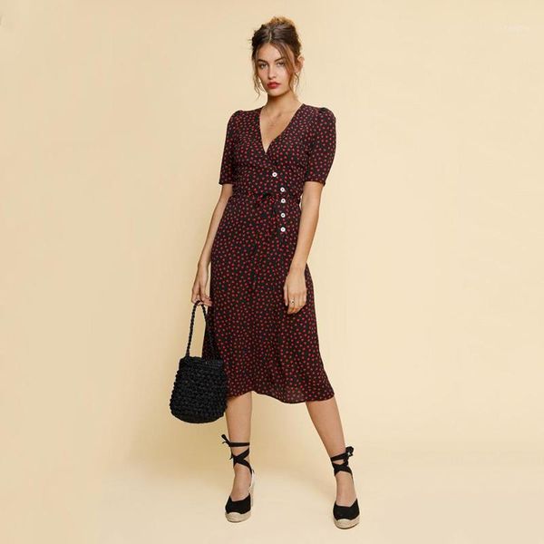 women dress gabin new 2019 red heart print wrap dress short sleeve v neck midi waist buttons1, Black;gray
women dress gabin new 2019 red heart print wrap dress short sleeve v neck midi waist buttons1, Black;gray