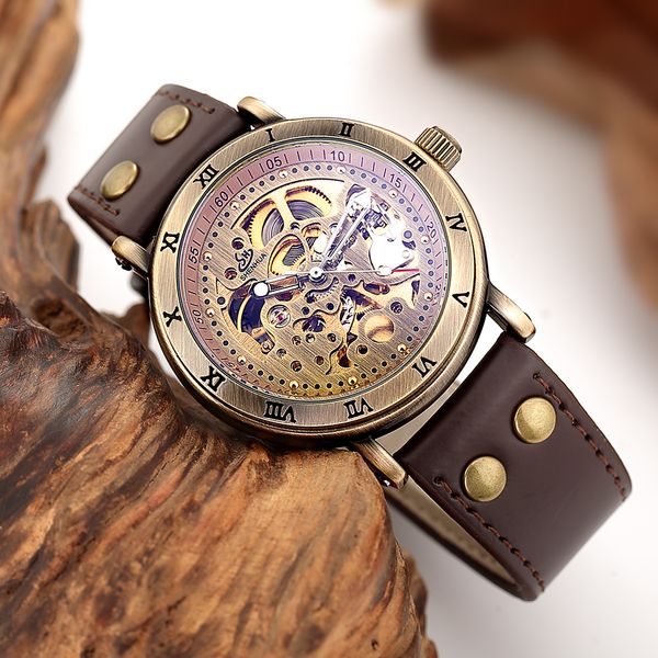 fashion men watches vintage bronze automatic mechanical watches men skeleton casual wristwatch relogio masculino, Slivery;brown
fashion men watches vintage bronze automatic mechanical watches men skeleton casual wristwatch relogio masculino, Slivery;brown