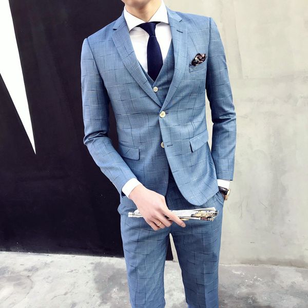 jacket+pant+vest) mens plaid slim 3pcs suit sets wedding suits for men 2019 fashion design bridegroom dress male, White;black
jacket+pant+vest) mens plaid slim 3pcs suit sets wedding suits for men 2019 fashion design bridegroom dress male, White;black
