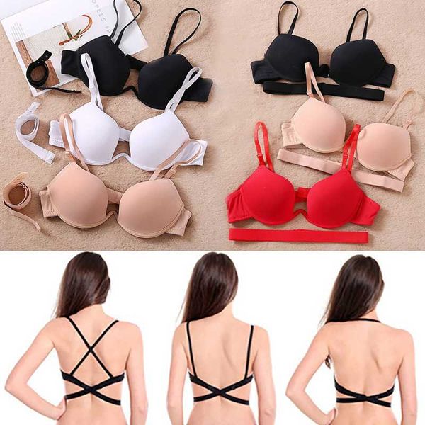 women bra underwear deep u multi-way convertible push up breathable solid color d88, Red;black
women bra underwear deep u multi-way convertible push up breathable solid color d88, Red;black