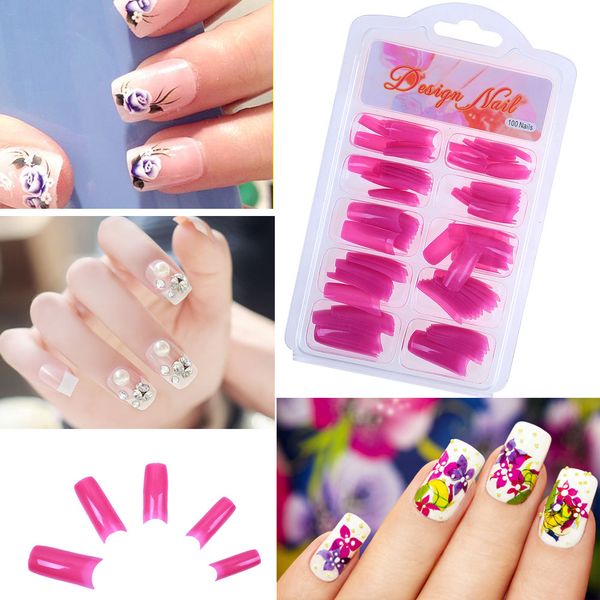 100pcs Diy Clear Acrylic Nail False Fake Nails Art Finger Nail Full Tips Box Set Salon Faux Ongles False Nails