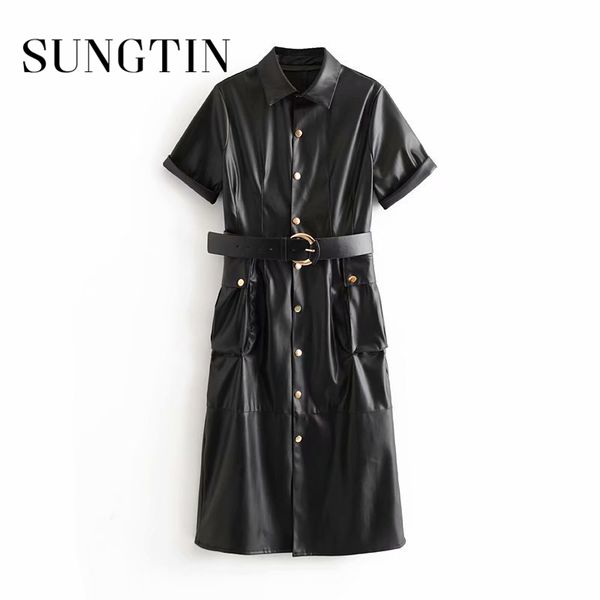 sungtin элегантный pu кожа платье lady пояса turn down воротник платье женщины кожезаменитель платья карманы платье streetwear 2020, Black;gray
sungtin элегантный pu кожа платье lady пояса turn down воротник платье женщины кожезаменитель платья карманы платье streetwear 2020, Black;gray