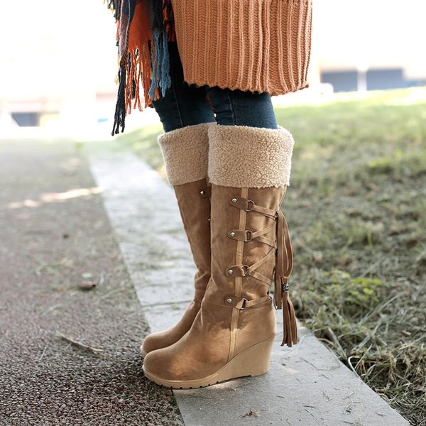 new women shoes snow boots women boots wedge winter shoes mid-calf warm fur female winter tassel, Black
new women shoes snow boots women boots wedge winter shoes mid-calf warm fur female winter tassel, Black