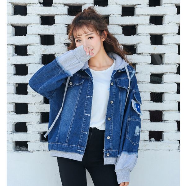 women's spring and autumn clothes jeans jacket women ladies bomber jackets splice hooded coat denim jacket harajuku, Black;white
women's spring and autumn clothes jeans jacket women ladies bomber jackets splice hooded coat denim jacket harajuku, Black;white