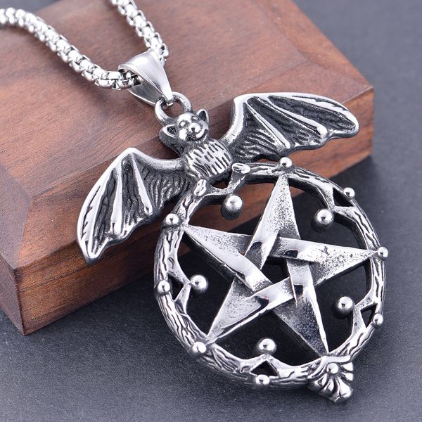 2020 z117 new european and american fashion personality retro five star bat men's titanium steel pendant accessories wholesale and reta, Silver
2020 z117 new european and american fashion personality retro five star bat men's titanium steel pendant accessories wholesale and reta, Silver