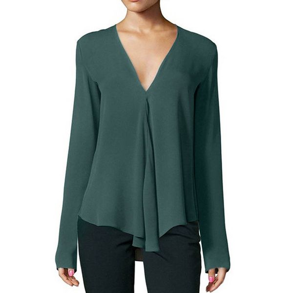 women shirts fashion tunic long sleeve v-neck long irregular shirt womens and blouses blusas mujer de moda 2019, White
women shirts fashion tunic long sleeve v-neck long irregular shirt womens and blouses blusas mujer de moda 2019, White