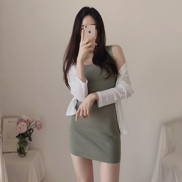 women solid color midi dress strap adjust sleeveless 2020 korean fashion lady elegant dresses vestido, Black;gray
women solid color midi dress strap adjust sleeveless 2020 korean fashion lady elegant dresses vestido, Black;gray