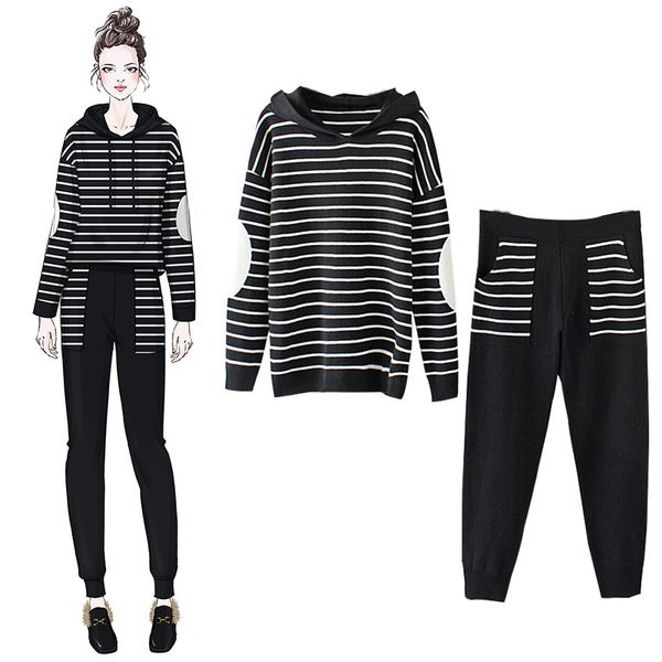 women knitted set two piece suits women knitted set cashmere sweater and pants patchwork & trousers stripe plus size, White 
women knitted set two piece suits women knitted set cashmere sweater and pants patchwork & trousers stripe plus size, White