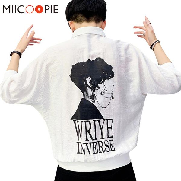 men printed breathable casual shirts summer three quarter sleeved pullover shirt elasticity cool thin camisas streetwear, White;black
men printed breathable casual shirts summer three quarter sleeved pullover shirt elasticity cool thin camisas streetwear, White;black