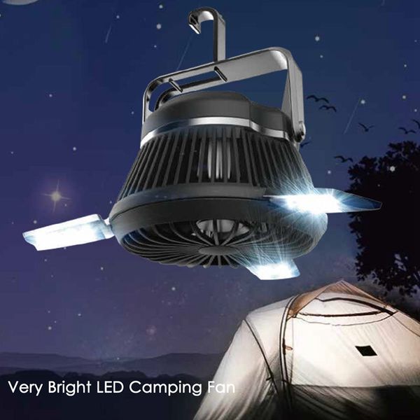 Portable Led Camping Lantern With Ceiling Fan - Solar Power& Usb Rechargeable Tent Light Fan For Outdoor Camping Hiking