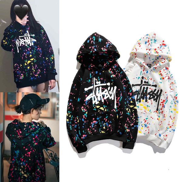 stussys mens womens hoodie fashion street tide brand high end sweater fireworks splash ink loose european american couple sweater, White;black
stussys mens womens hoodie fashion street tide brand high end sweater fireworks splash ink loose european american couple sweater, White;black