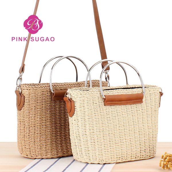 

Pink sugao designer handbags designer luxury handbags purses handmade straw handbag designer crossbody bag shoulder bag for women brand bags