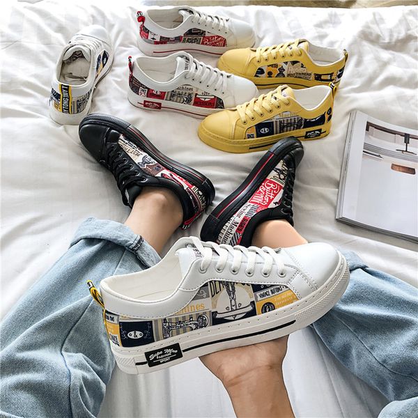 men summer hip-pop plimsolls fashion pu casual shoes fall school 50% teen graffiti skate sneakers faux leather doodle board shoes, Black
men summer hip-pop plimsolls fashion pu casual shoes fall school 50% teen graffiti skate sneakers faux leather doodle board shoes, Black