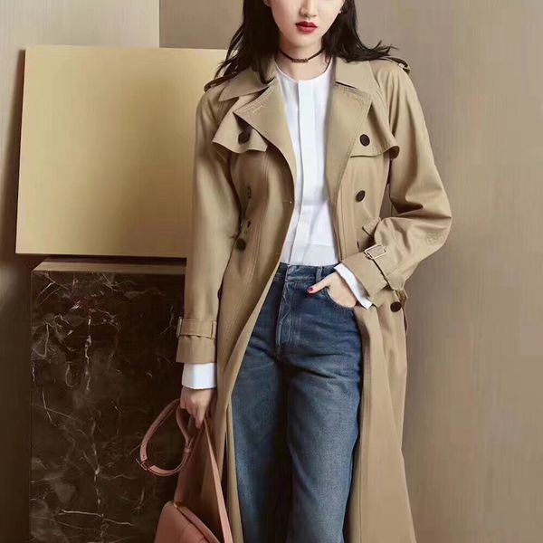 double breasted coat 2019 new spring autumn fashion casual women's khaki trench coat long outerwear clothes for lady, Tan;black
double breasted coat 2019 new spring autumn fashion casual women's khaki trench coat long outerwear clothes for lady, Tan;black