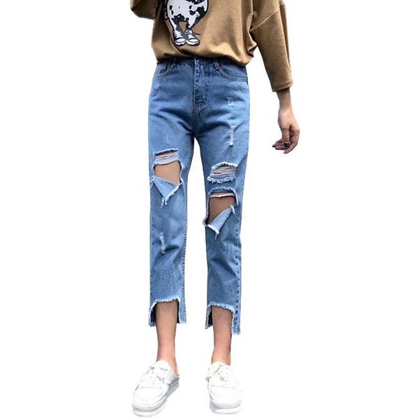 high waist denim jeans 2019 chic style slim cotton jeans hole ripped harajuku ankle length pants #8003, Blue
high waist denim jeans 2019 chic style slim cotton jeans hole ripped harajuku ankle length pants #8003, Blue