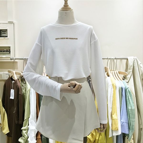 new women's t-shirt clothing season 2020 loose letter printed long sleeve t-shirt women's base top, White
new women's t-shirt clothing season 2020 loose letter printed long sleeve t-shirt women's base top, White