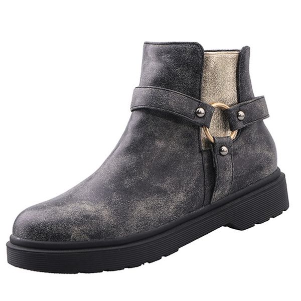 vintage trade metal ring decorative booties women's elastic band decorative martin boots large size flat women's boots 30726
vintage trade metal ring decorative booties women's elastic band decorative martin boots large size flat women's boots 30726