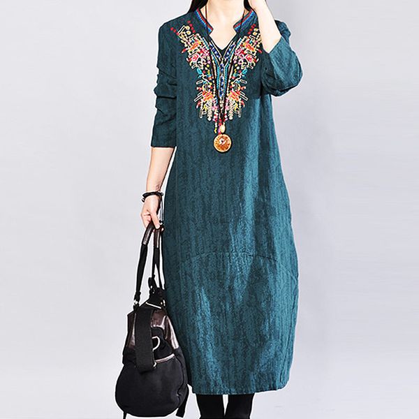 ethnic style cotton and linen dress female long seeve 2019 autumn winter retro embroidery flower long loose dress vestdios f2157, Black;gray
ethnic style cotton and linen dress female long seeve 2019 autumn winter retro embroidery flower long loose dress vestdios f2157, Black;gray