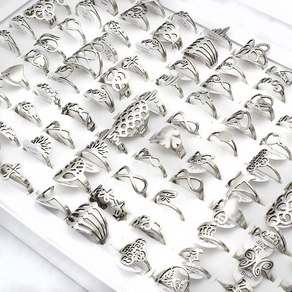 50 pieces/lot stainless steel ring wholesale casual butterfly cross tree charm wedding engagement rings jewelry for women men, Silver
50 pieces/lot stainless steel ring wholesale casual butterfly cross tree charm wedding engagement rings jewelry for women men, Silver
