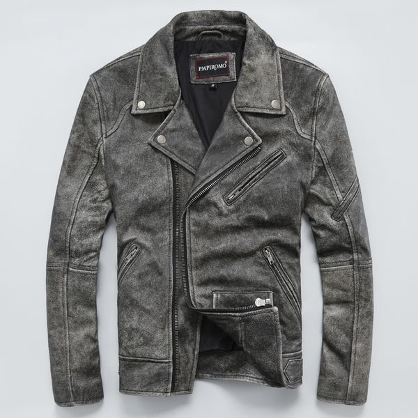 men's leather & faux short motorcycle jacket lapel slim fit vintage sheepskin diagonal zipper clothing, Black
men's leather & faux short motorcycle jacket lapel slim fit vintage sheepskin diagonal zipper clothing, Black