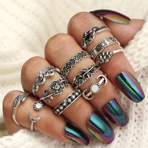 wholesale-charm roses rings for women girl wedding party vintages leaf carving totem ring 11 pcs/set noble ring jewelry wholesale, Silver
wholesale-charm roses rings for women girl wedding party vintages leaf carving totem ring 11 pcs/set noble ring jewelry wholesale, Silver