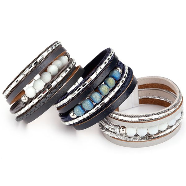 allyes leather bracelets for women femme bracelets & bangles stone beads bohemian wide multilayer wrap bracelet female jewelry, Golden;silver
allyes leather bracelets for women femme bracelets & bangles stone beads bohemian wide multilayer wrap bracelet female jewelry, Golden;silver