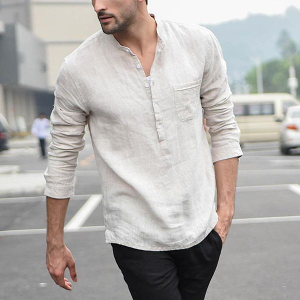 casual men shirt 3/4 sleeve stand linen baggy male blouse solid collar cotton leisure vintage shirts men plus size 2.0#, Gray;blue
casual men shirt 3/4 sleeve stand linen baggy male blouse solid collar cotton leisure vintage shirts men plus size 2.0#, Gray;blue