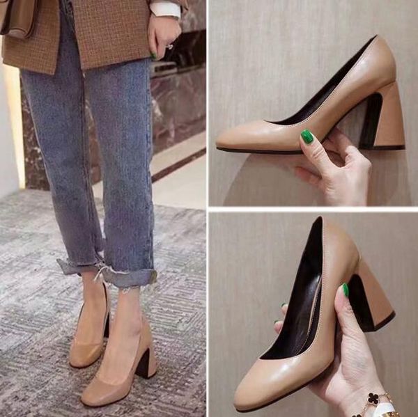 designer women vintage pumps chunky heel fashion lady slip-on shallow mouth round toe luxury eur lady 9cm 6 cm dress bride's wedding sh, Black 
designer women vintage pumps chunky heel fashion lady slip-on shallow mouth round toe luxury eur lady 9cm 6 cm dress bride's wedding sh, Black