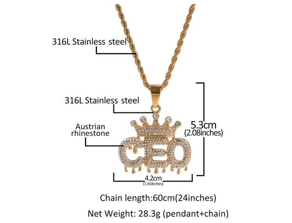designer full diamond crown water drop ceo letter pendant jewelry fashion hip hop simple personality stainless steel necklace jewelry, Silver
designer full diamond crown water drop ceo letter pendant jewelry fashion hip hop simple personality stainless steel necklace jewelry, Silver