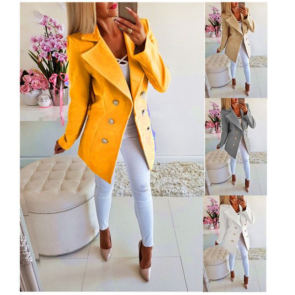 solid color womens wool coats suit collar long sleeve womens single breasted outerwear fashion womens apparel, Black
solid color womens wool coats suit collar long sleeve womens single breasted outerwear fashion womens apparel, Black