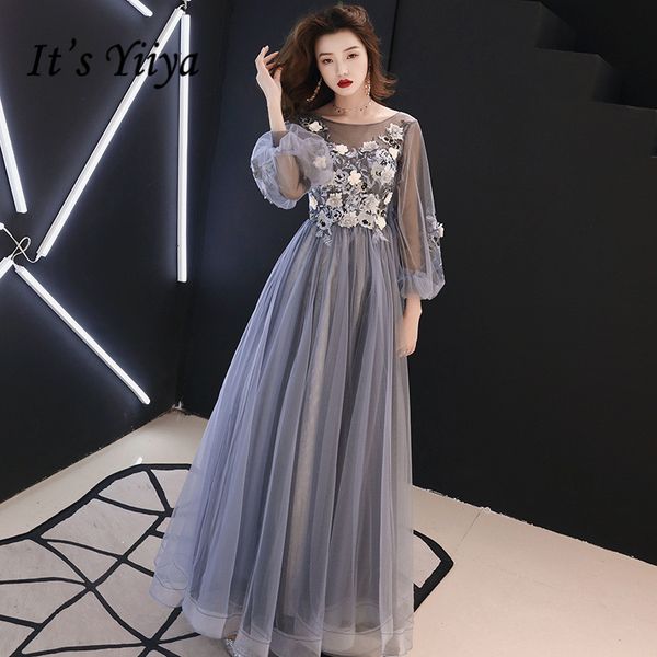 party dresses it's yiiya evening dress full appliques beading flowers beautiful formal blue gray lantern sleeve long gown e064, White;black
party dresses it's yiiya evening dress full appliques beading flowers beautiful formal blue gray lantern sleeve long gown e064, White;black