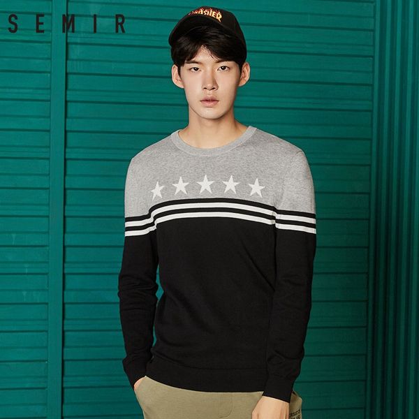 semir knitwear autumn fashion men round neck striped stitching contrast color male sweater korean personality cotton clothing, White;black
semir knitwear autumn fashion men round neck striped stitching contrast color male sweater korean personality cotton clothing, White;black