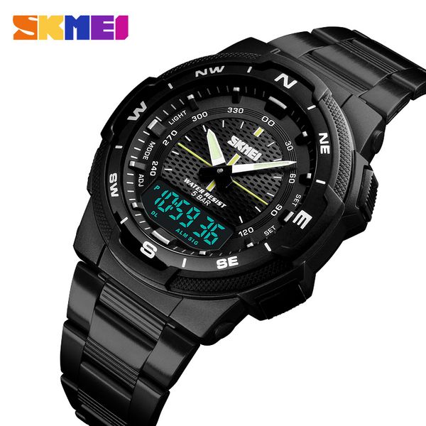 skmei dual display digital sport watches men stainless steel quartz wristwatches business 5bar waterproof watch, Slivery;brown
skmei dual display digital sport watches men stainless steel quartz wristwatches business 5bar waterproof watch, Slivery;brown