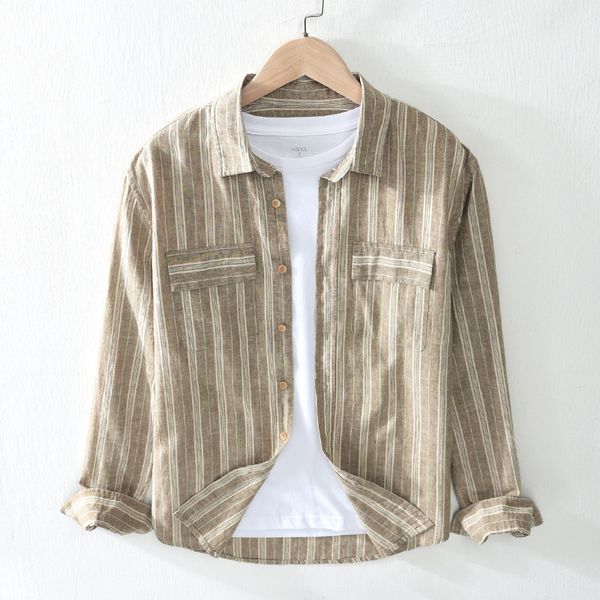 2020 men retro stripes cotton linen long-sleeved shirt spring casual holiday square collar flax loose-fit breathable shirt, White;black
2020 men retro stripes cotton linen long-sleeved shirt spring casual holiday square collar flax loose-fit breathable shirt, White;black
