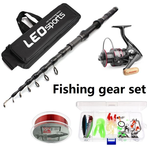 Telescopic Fishing Rod Combo And Reel Full Kit Spinning Fishing Reel Gear Pole Set 120m Fishing Line Lures Hooks Jig Head