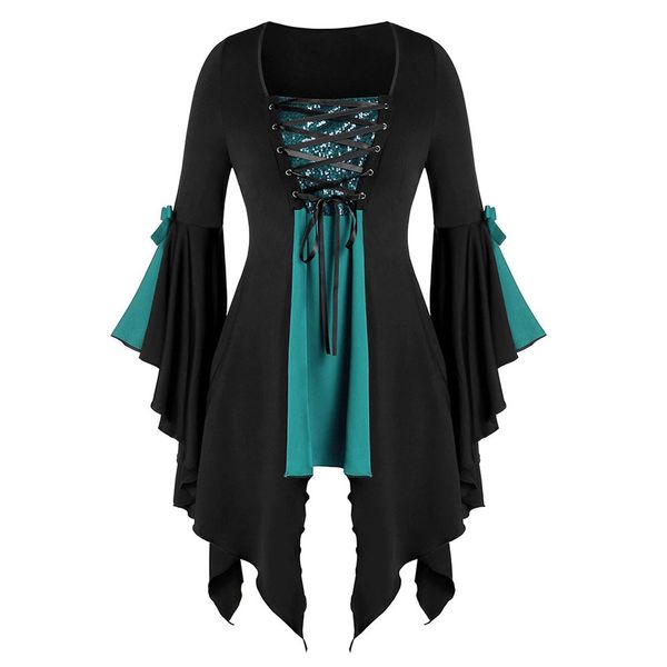 medieval pullover female vintage lace up bell sleeve patchwork witch costumes gown party club punk gothic 2xl halloween, White
medieval pullover female vintage lace up bell sleeve patchwork witch costumes gown party club punk gothic 2xl halloween, White