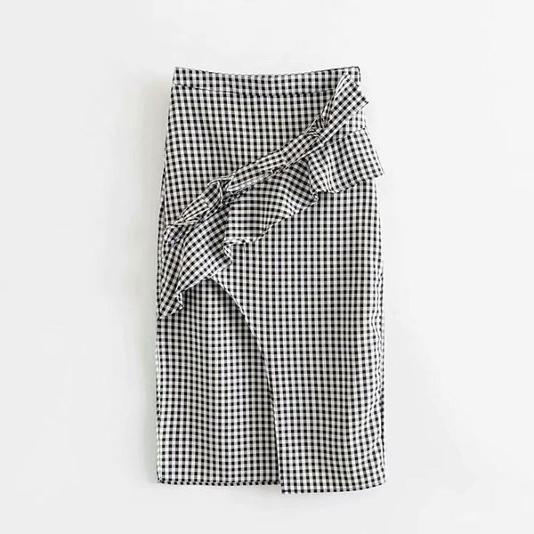 2020 new women vintage ruffles decoration plaid print a line skirt faldas mujer ladies side zipper chic mid-calf skirts qun594, Black
2020 new women vintage ruffles decoration plaid print a line skirt faldas mujer ladies side zipper chic mid-calf skirts qun594, Black