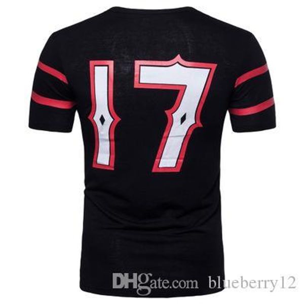 eur size summer tee mens casual t-shirt number seventeen with stars printed short sleeves sport wear m-2xl, White;black 
eur size summer tee mens casual t-shirt number seventeen with stars printed short sleeves sport wear m-2xl, White;black