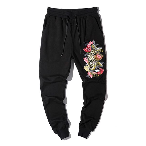 harajuku pants men elastic waist fashion chinese carp embroidery loose calf-length pant jogging, Black
harajuku pants men elastic waist fashion chinese carp embroidery loose calf-length pant jogging, Black