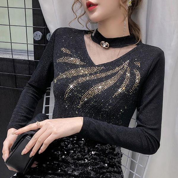 woman t-shirt spring new mesh shirt turtleneck long sleeve t shirt women 2020 fashion bottoming tshirt women clothes, White 
woman t-shirt spring new mesh shirt turtleneck long sleeve t shirt women 2020 fashion bottoming tshirt women clothes, White