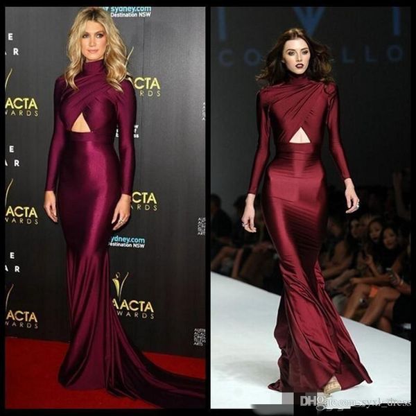 2018 michael costello formal dresses evening wear burgundy long sleeve high neck plus size mermaid prom dresses vestidos de noche, Black;red 
2018 michael costello formal dresses evening wear burgundy long sleeve high neck plus size mermaid prom dresses vestidos de noche, Black;red